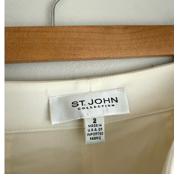 St. John Tailored Straight Leg Trouser Pants in Cream Ivory - Picture 5 of 6